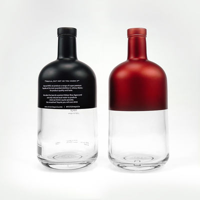 OEM/ODM Acceptable Half Clear and Matte Black 750ml Gin Liquor Bottle with Cork Cap