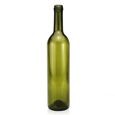 750ml Prime Color Glass Bottle for Red Wine Spirits Round Shape Green Color Cork Screw Cap