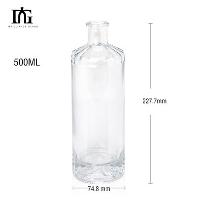 Sealing Type Cork 750ml Square Glass Wine Bottle for Custom Design Liquor Bottles
