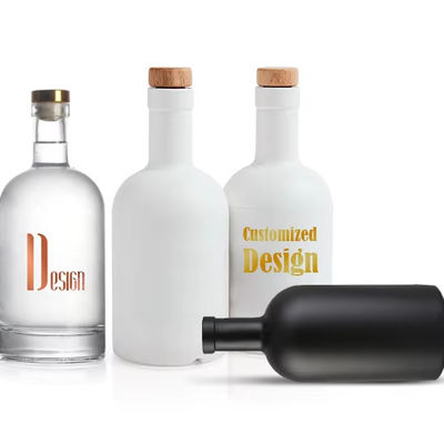 OEM/ODM Acceptable Classic Shape Gin Rum Glass Bottle with Wooden Caps 500ml 750ml