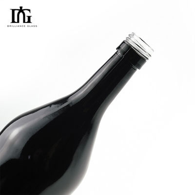 CORK Sealing Type Custom Screen Logo Printing Black Glass 500ml 750ml Champagne Wine Bottle