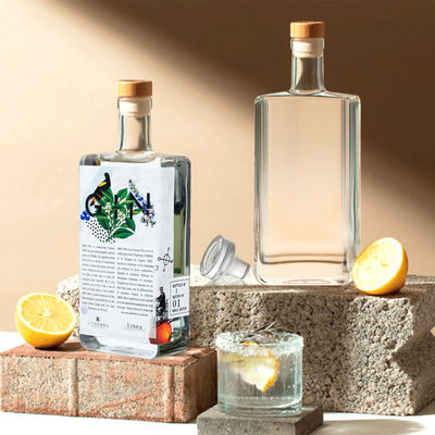 OEM/ODM Accptable 50ml 100ml 200ml 500ml Square Wine Glass Bottle For Brandy Vodka WHISKY