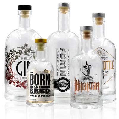 Body Material Glass 375ml 500ml 700ml 750ml 1l Nordic Vodka Bottle with Custom Logo