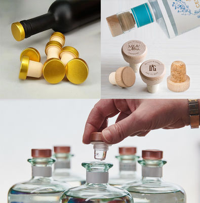 Wooden T Shape Cap Cork Bottle Lid for Vodka Custom Logo Luxury Wine Bottle Stopper