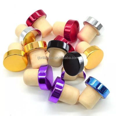 Customized Size Aluminum Glass T Shape Cap with Polymer Stopper and Wooden Painting
