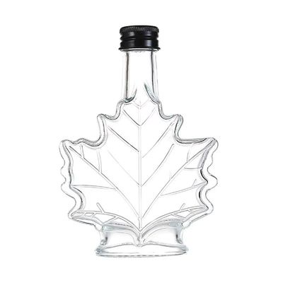 Custom Color Industrial Glass Beverage Bottle with Maple Leaf Shape 50ml 100ml 250ml