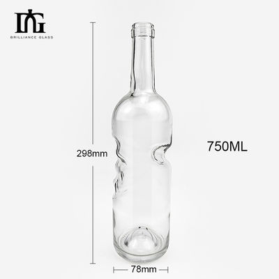 750ml Clear Empty Glass Bottle for Brandy and Liquors Customized Design