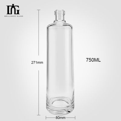 OEM/ODM Super Flint Material Glass Vodka Whisky Rum Spirit Bottle with Cork Screw Cap