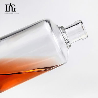OEM/ODM Super Flint Material Glass Vodka Whisky Rum Spirit Bottle with Cork Screw Cap