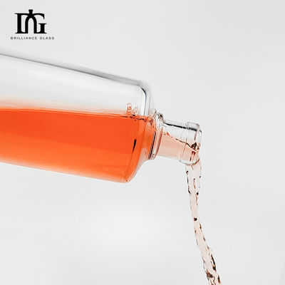 OEM/ODM Super Flint Material Glass Vodka Whisky Rum Spirit Bottle with Cork Screw Cap