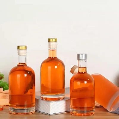 Flint Glass Matte Black 500ml/700ml/750ml Empty Round Vodka Spirit Whisky Gin Liquor Bottle with Cork