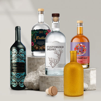 Tequila Empty Cylinder Frosted Glass Vodka Bottle 500ml 750ml 1000ml with Acceptable Logo
