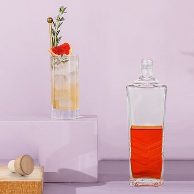 Glass Collar Wine Brandy Vodka Clear Reusable Miniature Liquor Bottle 500ml 750ml