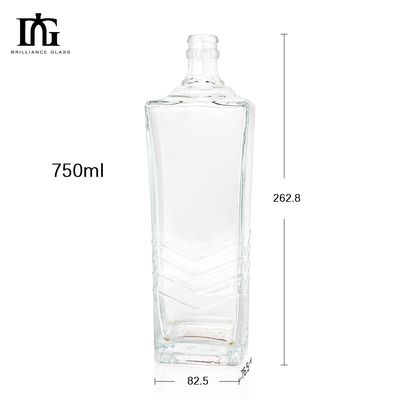 Glass Collar Wine Brandy Vodka Clear Reusable Miniature Liquor Bottle 500ml 750ml