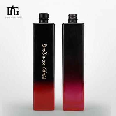 Customized 700ml 750ml Gradual Change Blue Square Glass Bottle with Alumina Screw Cap
