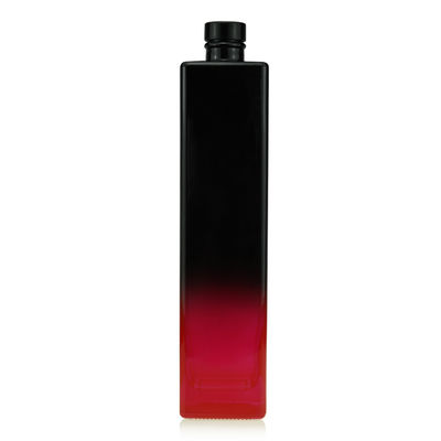 Liquor Bottle Black Red Painting 750ml Square Glass Juice Bottle Beverage Cork Mini Wine