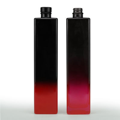 Liquor Bottle Black Red Painting 750ml Square Glass Juice Bottle Beverage Cork Mini Wine