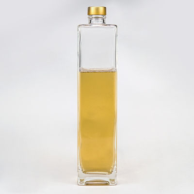 Electroplating 750ml Gold Cork Top Rectangle Vodka Wine Glass Bottles for Liquors
