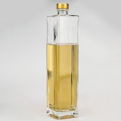 Electroplating 750ml Gold Cork Top Rectangle Vodka Wine Glass Bottles for Liquors