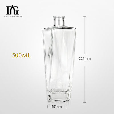 700ml Custom Square Shape Super Flint Glass Liquor Bottle for Whisky Vodka Tequila