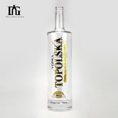 750ml Customized Frosted Liquor Glass Bottle with Cork Aluminum Cap and Printing Logo