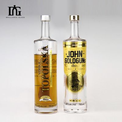 750ml Customized Frosted Liquor Glass Bottle with Cork Aluminum Cap and Printing Logo