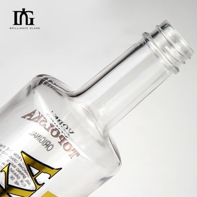 750ml Customized Frosted Liquor Glass Bottle with Cork Aluminum Cap and Printing Logo