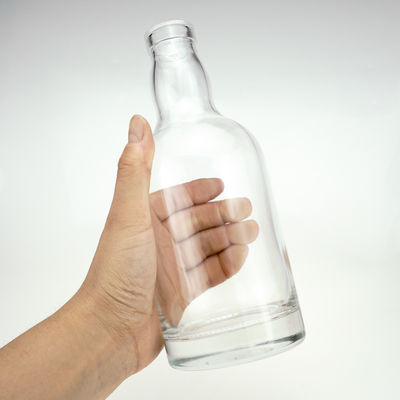 Customized Logo Shape Closures 750ml Empty Unique Glass Bottle For Liquor With Cap
