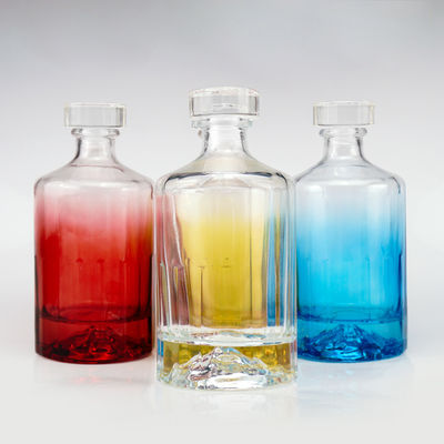 Whisky 500ml Creative Design Glass Bottle With Red Volcanic Bump Bottom and Glass Cork