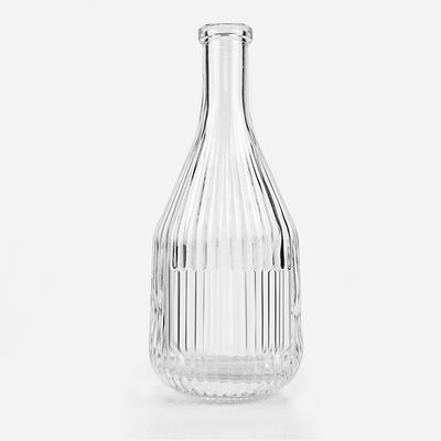 375ml 450ml Ice Wine Bottles Glass Container With Cork for Beverages and Curvy Pattern