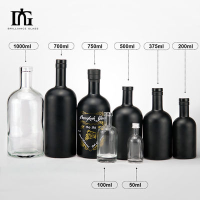 Round Empty Glass Liquor Wine Spirit Vodka Whisky Gin Brandy Bottles with Customized Corks