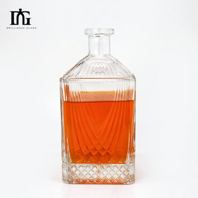 Custom Design Glass Liquor Bottle with Cork and Screw Cap