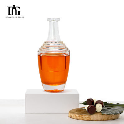 Custom 200ml Unique Design Glass Bottle for Rum Whisky Vodka and Cork Seal