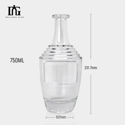 Custom 200ml Unique Design Glass Bottle for Rum Whisky Vodka and Cork Seal