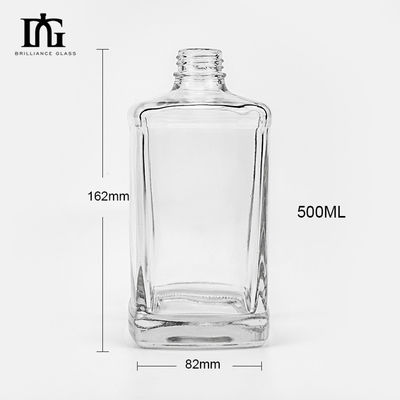 700ml 500ml Square Glass Bottle for Whiskey Vodka Liquor Acceptable Customer's Logo