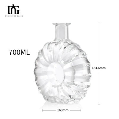 Glass Collar Material Custom Moon Shape 700ml Rum Bottle for Liquors and Beverages