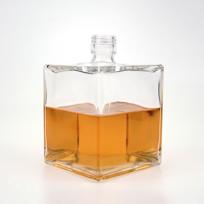 OEM/ODM Acceptable Custom Square 750ml Glass Bottle for Whiskey Vodka Brandy Rum Gin