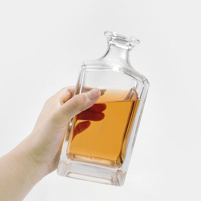 Cap Type Cork Screw Both 750ml Square Shape Glass Gin Whiskey Liquor Bottle for Pharmacy