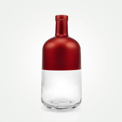OEM/ODM Acceptable Half Clear and Matte Black 750ml Gin Liquor Bottle with Cork Cap