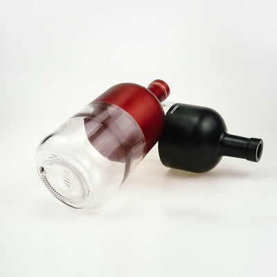 OEM/ODM Acceptable Half Clear and Matte Black 750ml Gin Liquor Bottle with Cork Cap