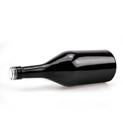 Empty Black Painting Glass Bottle for Whiskey Vodka 500ml 1.75L Screw Cap Bottle