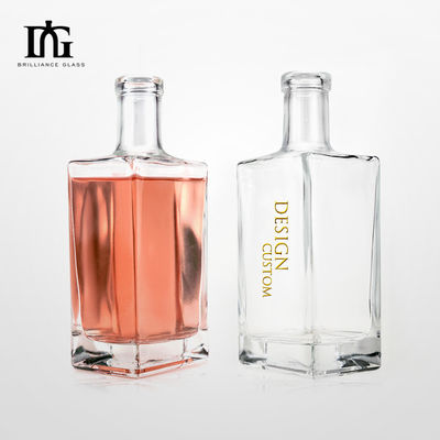 700ml Glass Bottles with Customized Design and Flat Shoulder for Whisky Brandy Vodka