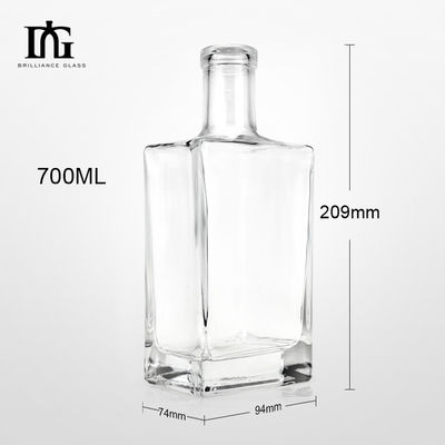 700ml Glass Bottles with Customized Design and Flat Shoulder for Whisky Brandy Vodka