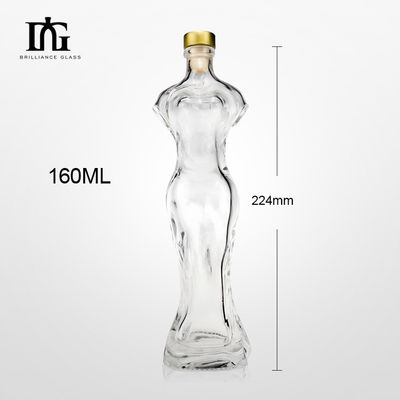 Custom 150ml 500ml Woman Body Shaped Liquor Gin Vodka Spirits Bottle Glass with Cork