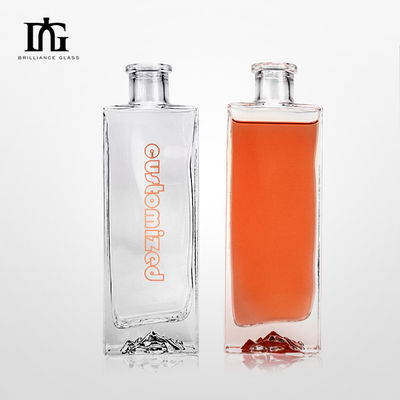 Offset Printing 500ml Clear Glass Beverage Bottles with Thick Bottom and Cork Stopper