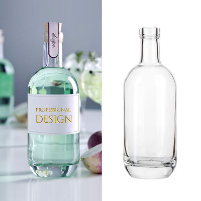 Customized Liquors and Beverages Glass Round Vodka Empty Wine Bottle 700ml 750ml 500ml