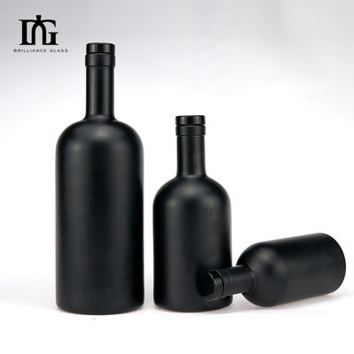 Screen Printing and Engraving Frosted Black Matte Vodka Glass Bottle with Custom Logo