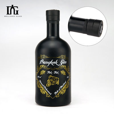 Screen Printing and Engraving Frosted Black Matte Vodka Glass Bottle with Custom Logo