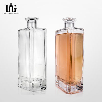 500ml/700ml/750ml VODKA Glass Bottle with Unique Square Shape and Mountain Bottom Design