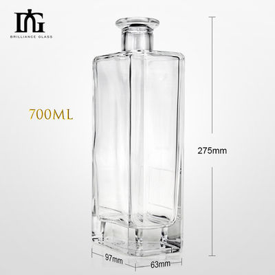 500ml/700ml/750ml VODKA Glass Bottle with Unique Square Shape and Mountain Bottom Design